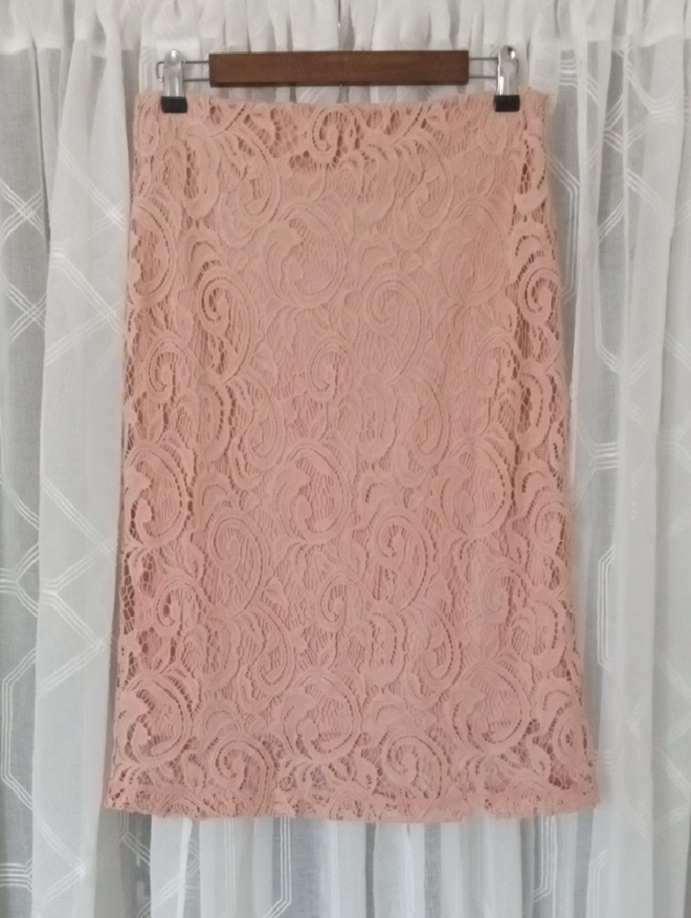 Adrianna Papell Blush Lace Pencil Skirt